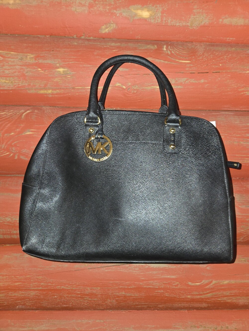 Michael Kors Black Saffiano Satchel with Gold Hardware